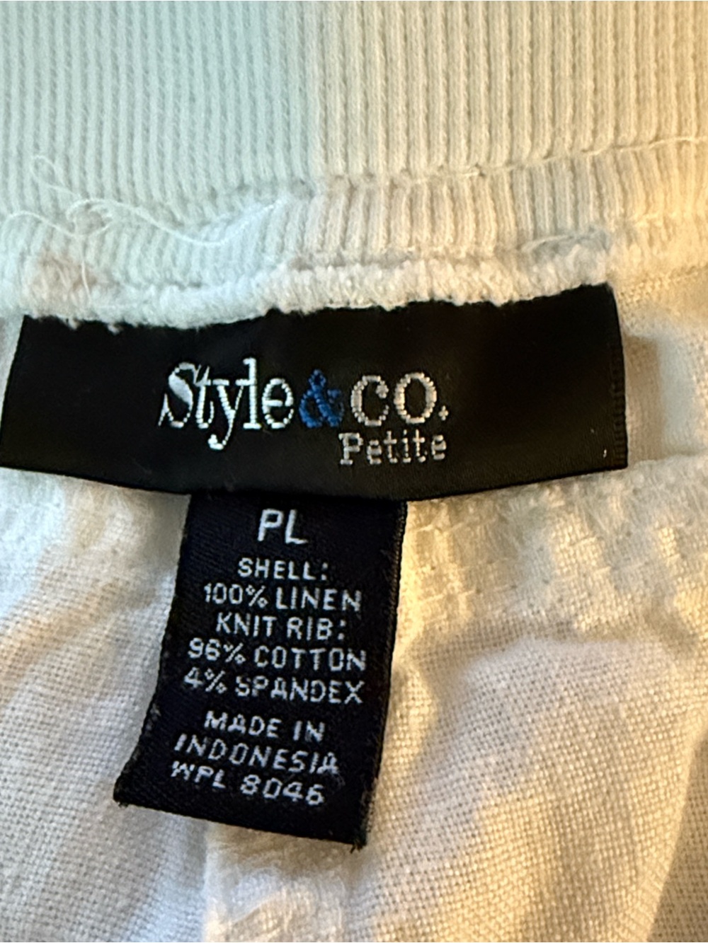Style & Co off white linen casual lounge wide leg pants size PL - Picture 8 of 10